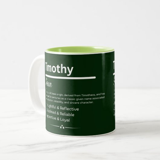Tasse 2 Couleurs Timothy Personalized Name (Devant gauche)