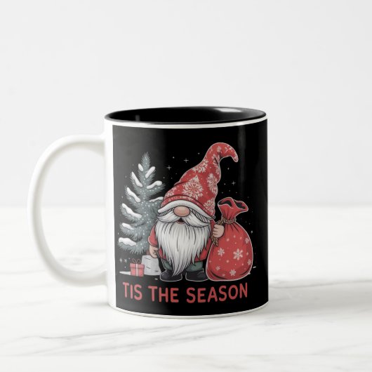 Tasse 2 Couleurs Tis The Season Gnome Christmas Holiday Winter (Gauche)