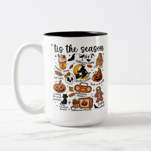 Tasse 2 Couleurs Tis the Season Halloween Doodles – Cute Spooky (Gauche)