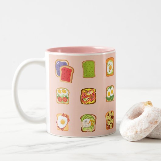 Tasse 2 Couleurs Toast de brunch (Avec donut)