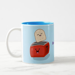 Tasse 2 Couleurs Toast de Cute kawaii et dessin animé de grille-pai