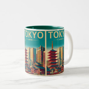 Tasse 2 Couleurs Tokyo Japon Voyage cartes magnétiques vintages