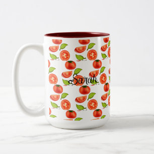 Tasse 2 Couleurs Tomates Et Feuilles D'Orégano