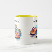 Tasse 2 Couleurs tongs colorés aquarelle personnalisable (Centre)