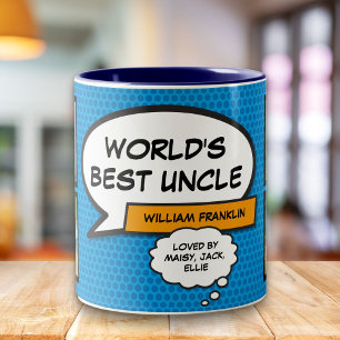 Tasse 2 Couleurs Tonton Fun Cool Bande Dessinée Moderne Photo Bleue