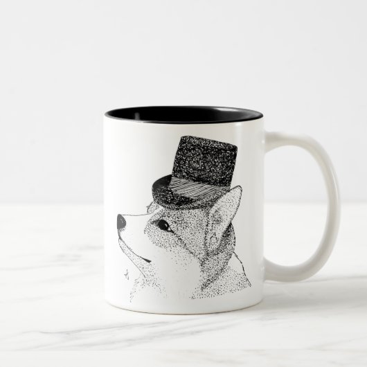 Tasse 2 Couleurs Top Hat Corgi (Droit)