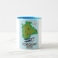 Torquay Devon carte poster art Vintage.