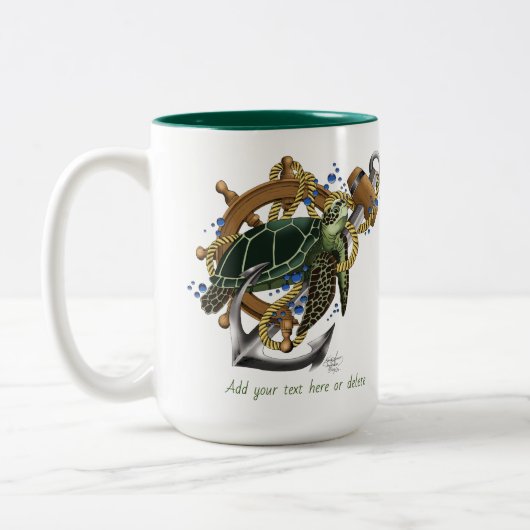 Tasse 2 Couleurs Tortue de mer bleu vert (Gauche)
