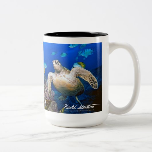 Tasse 2 Couleurs Tortue de mer verte hawaïenne, Honu (Droit)