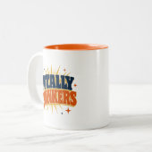 Tasse 2 Couleurs Totalement Fou - Conception de Typographie Rétro (Devant gauche)
