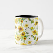 Tasse 2 Couleurs Tournesol aquarelle (Devant droit)