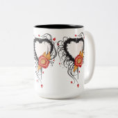 Tasse 2 Couleurs Tournesol du coeur noir (Devant droit)