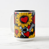 Tasse 2 Couleurs tournesol et coeurs (Devant gauche)