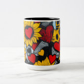 Tasse 2 Couleurs tournesol et coeurs (Centre)