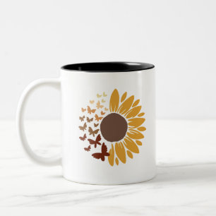 Tasse 2 Couleurs Tournesol et papillons