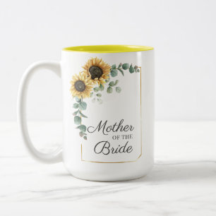 Tasse 2 Couleurs Tournesol Eucalyptus Géométrique Mère de la Mariée