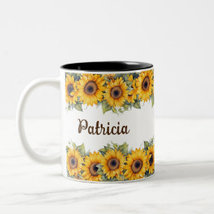 Tasse 2 Couleurs Tournesol moderne Design floral jaune vif