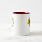 Tasse 2 Couleurs Tournesol rustique Monogramme Mariage Branche card (Centre)