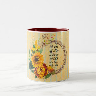 Tasse 2 Couleurs Tournesols d'automne avec la Bible Verse Citation