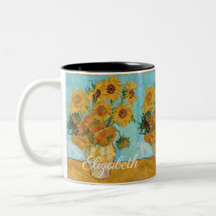 Tasse 2 Couleurs Tournesols de Van Gogh Fleurs Jaunes Floral 