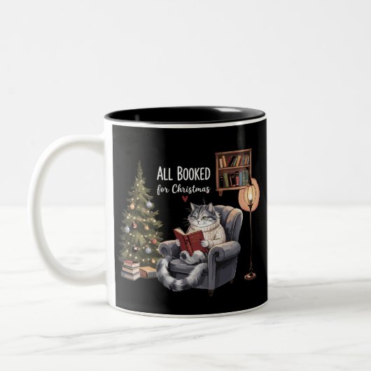 Tasse 2 Couleurs Tous Réservé pour Noël Chat de Noël Lecture hivern (Gauche)