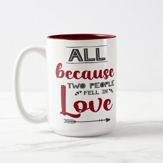 Tasse 2 Couleurs Tout ça parce que deux personnes sont tombées amou (Gauche)