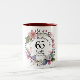 Tasse 2 Couleurs Tout Mariage (65) Élégant Anniversaire Floral