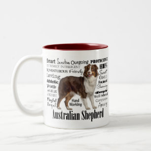 Tasse 2 Couleurs Traces bergers australiens rouges