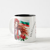 Tasse 2 Couleurs Tradition du drapeau bulgare Folklore Femme Roses  (Devant gauche)