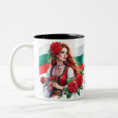 Tasse 2 Couleurs Tradition du drapeau bulgare Folklore Femme Roses (Gauche)