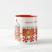 Tasse 2 Couleurs Train de pain d'épices et de menthe de Noël (Centre)