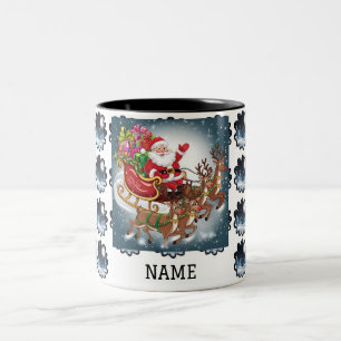 Tasse 2 Couleurs Traîneau du Père Noël Noël personnalisé