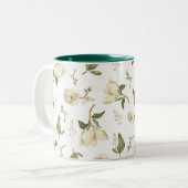 Tasse 2 Couleurs Tranquil Magnolia : Motif de fleurs d'aquarelle ve (Devant gauche)