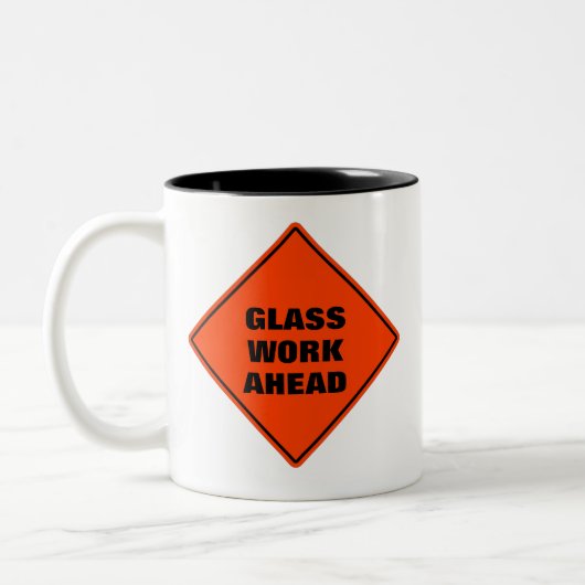 Tasse 2 Couleurs Travail de verre devant la prudence orange classiq (Gauche)