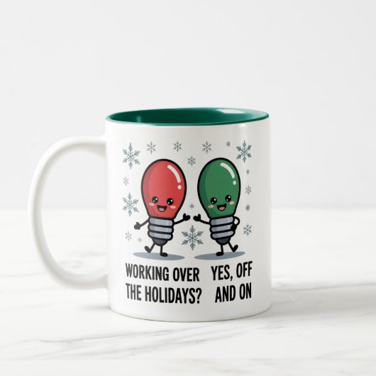 Tasse 2 Couleurs Travailler pendant les fêtes Noël drôle plaisanter (Gauche)