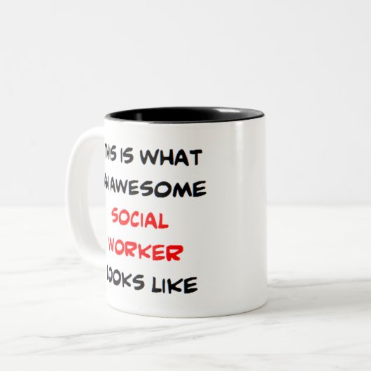 Tasse 2 Couleurs travailleur social, génial (Devant gauche)