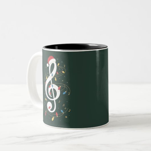 Tasse 2 Couleurs Treble Clef Christmas Lights Musique Lover Musicie (Devant gauche)
