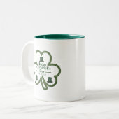 Tasse 2 Couleurs Trèfle chanceux vert Script St. Patrick's Day (Devant gauche)