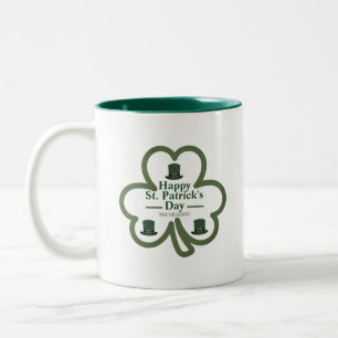 Tasse 2 Couleurs Trèfle chanceux vert Script St. Patrick's Day
