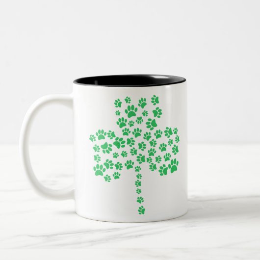 Tasse 2 Couleurs Trèfle d'empreinte de patte de chien (Gauche)