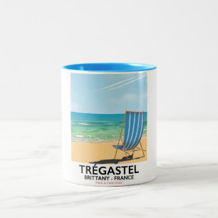 Tasse 2 Couleurs Trégastel, Bretagne France affiche de voyage de pl