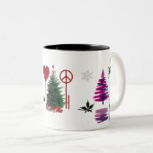 Tasse 2 Couleurs Trendy Abstract Brush Stroke Christmas Tree (Devant droit)