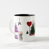Tasse 2 Couleurs Trendy Abstract Brush Stroke Christmas Tree (Devant gauche)