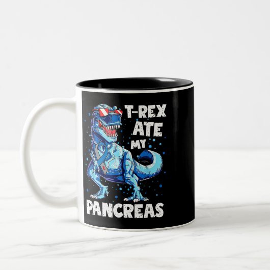 Tasse 2 Couleurs TRex Ate My Pancreas Dinosaur Drôle Diabète Aware (Gauche)