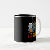 Tasse 2 Couleurs TRex Halloween Noël Thanksgiving Happy Hallot (Devant droit)