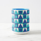 Tasse 2 Couleurs Triangle Carré bleu turquoise géométrique (Centre)