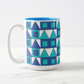 Tasse 2 Couleurs Triangle Carré bleu turquoise géométrique (Gauche)