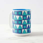 Tasse 2 Couleurs Triangle Carré bleu turquoise géométrique (Devant gauche)
