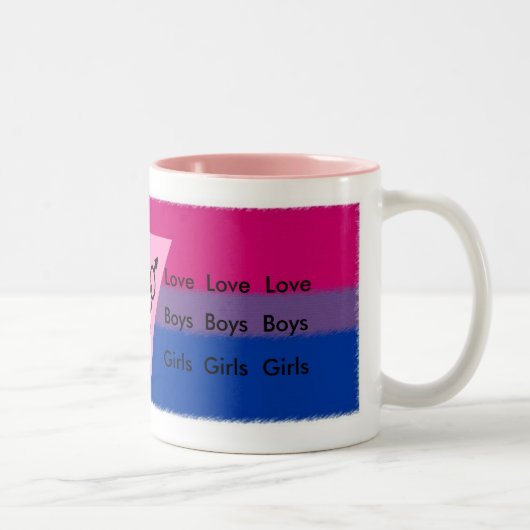 TASSE 2 COULEURS TRIANGLE FEMELLE DE ROSE DE DRAPEAU DE BI (Droit)
