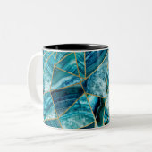 Tasse 2 Couleurs Triangle géométrique d'or de noir d'agate de bleu (Devant gauche)